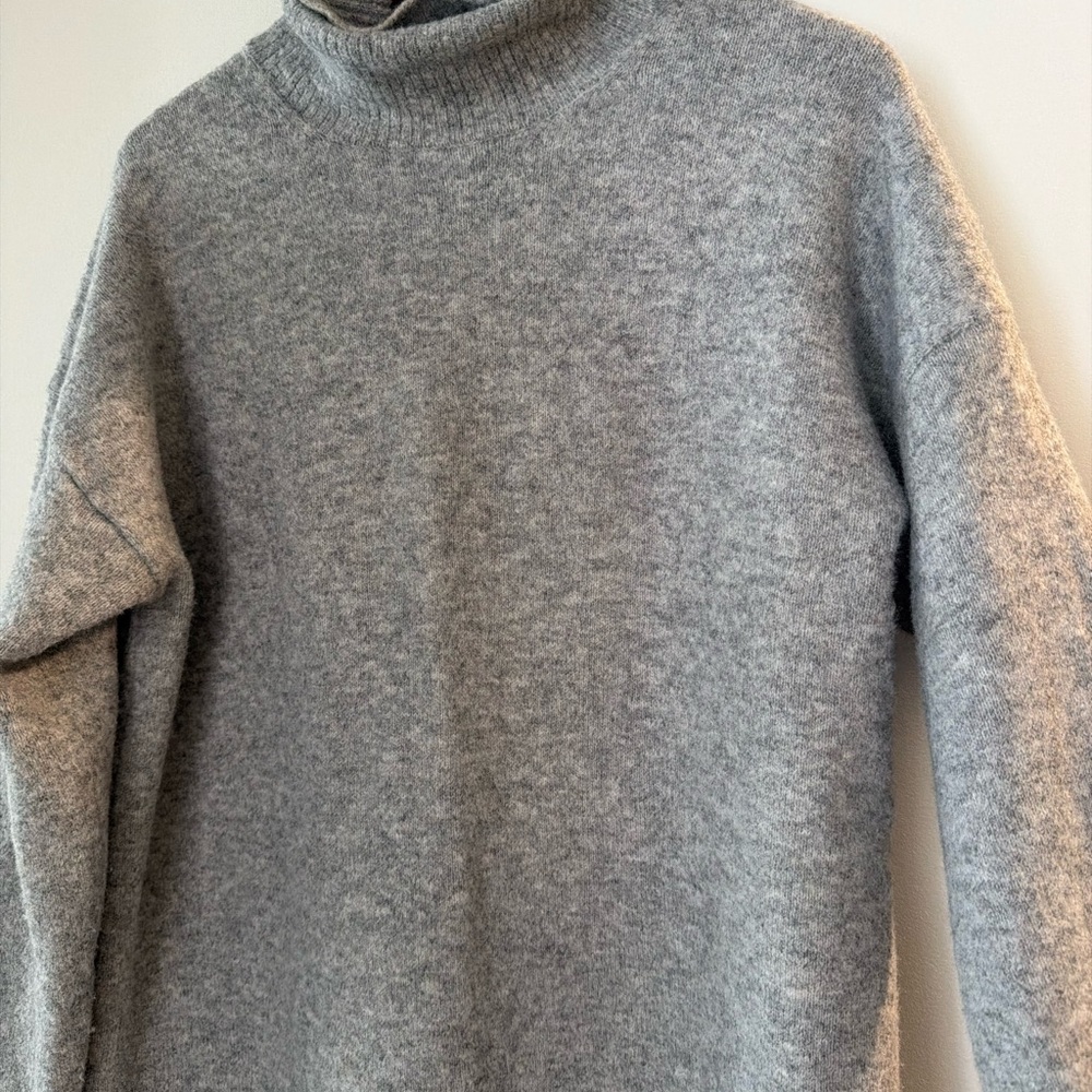 Mango Soft Gray Turtleneck Neck Sweater Dress XL - Picture 3 of 10
